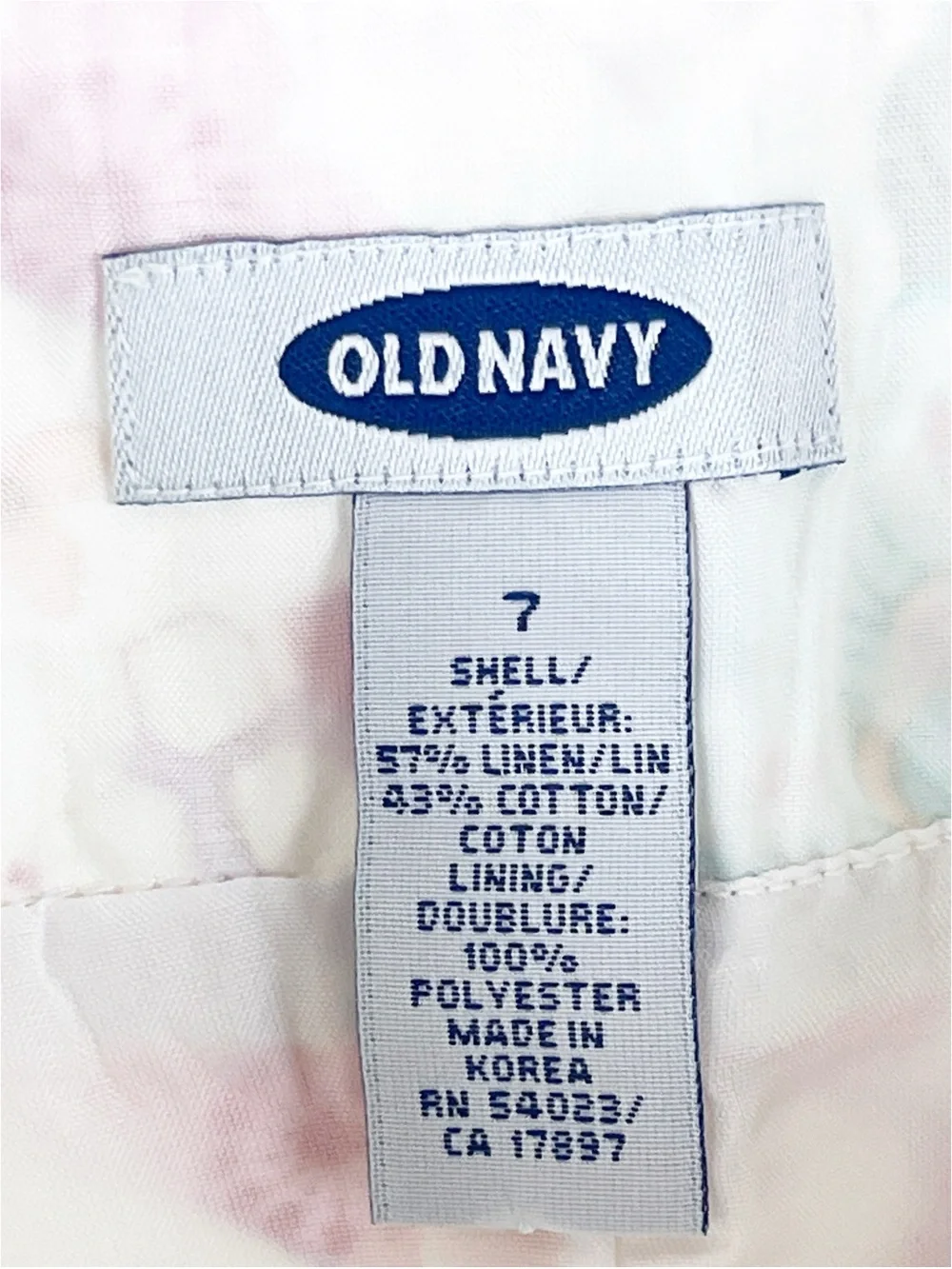 OLD NAVY Linen Cotton Blend Floral Lined Dress Girls Size 7